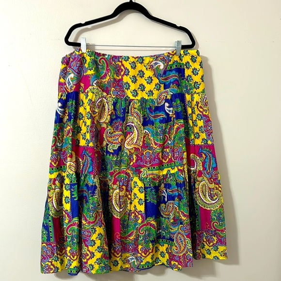 Lauren Ralph Lauren Dresses & Skirts - Lauren Ralph Lauren Patchwork Multicolored Paisley Skirt Sz 2X Cottagecore Boho